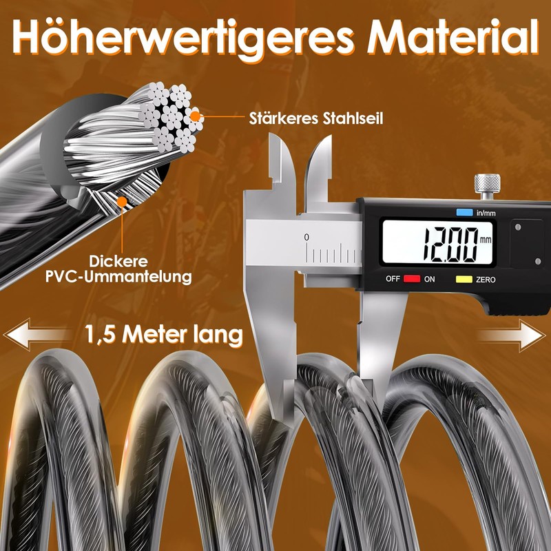 Anweller Bicycle Lock Fingerprint with 2 Keys, Bicycle Cable Locks
