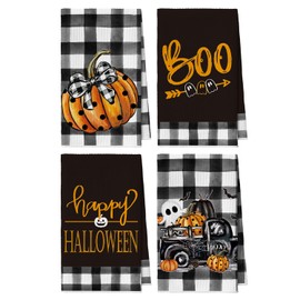 Artoid Mode Pumpkins Ghost Boo Truck - Toallas de cocina de Halloween, 18 x 26 pulgadas, toallas de mano de microfibra de secado rápido para secado de cocina, juego de 4 unidades
