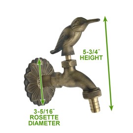 Renovators Supply Manufacturing Outdoor Faucet 4.5 in. Brass Outside Faucet with Bird Shaped Bibcock Decorative Garden Faucet