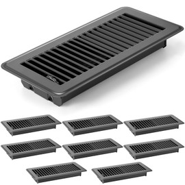 4 x 10'' Floor Vent Covers Heavy Duty Floor Register Metal Heat Vent Covers with Rust Proof Finish for Home Heater (Gray,8 Pcs)