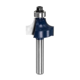 sourcing map Roundover Router Bit 1/4 Shank 3/16" Radius Carbide Tipped Edge Rounding Over Bit with Bearing Guide, Woodworking Milling Tool Blue