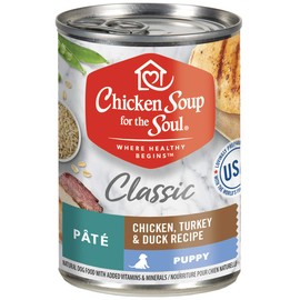 Chicken Soup for The Soul Puppy - Chicken, Turkey & Duck Classic Wet Dog Food Pate - Twelve 13 Ounce Cans - Soy, Corn & Wheat Free, No Artificial Flavors