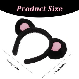Fluffy Bear Ears Headband with Bear Ears Animal Ear Headband Makeup Face Wash Cosplay Black