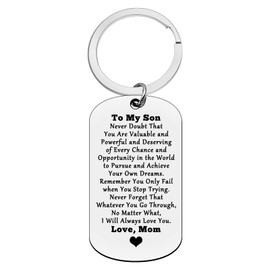 Son Gifts from Mom to My Son Keychain Gifts for Him Teen Boys Men Inspirational Gifts for Son Graduation Gifts Wedding Christmas Birthday Gifts for Son Encouragement Gifts