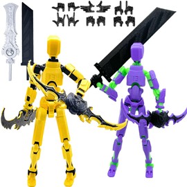 Juego de 2 cifras de acción T13 (ensamblaje completado), figura de acción móvil Titan 13 robot, figura de acción articulada con estampado en 3D, muñeca mecánica de cuerpo completo, regalo de