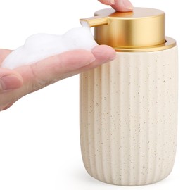 Segbeauty Foaming Soap Dispenser, 320ml Hand Soap Dispenser, Ceramic Dishwashing Liquid Bottles, Shampoo Bottles with Foam Pumphead, Bathroom Accessories (Yellow)