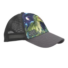 Depesche 13513 Dino World Galaxy Printed Cap in Dark Blue with Space Dinosaur Motif, Children's Hat with Net and Size Adjustment, darkblue