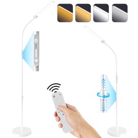 NXONE Led Floor Lamp,Modern Reading Adjustable Standing Height 4 Colors and Stepless Brightness Work Lamp for Living Room Bedroom Reading, White