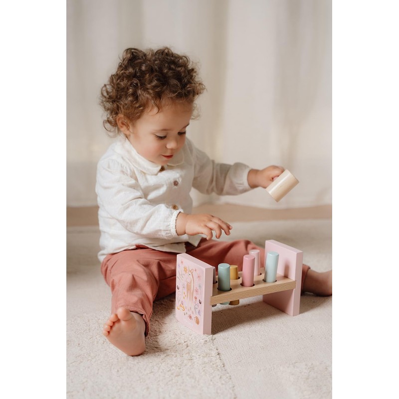Little Dutch 7346 FSC Wooden Hammer Bench Fairy Garden Pink