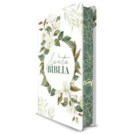 Biblia RVR 1960 letra grande tamaño manual, tapa dura con flores blancas y cantos pintados / Spanish Bible RVR 1960 Handy Size white flowers sprayed edges (Spanish Edition)