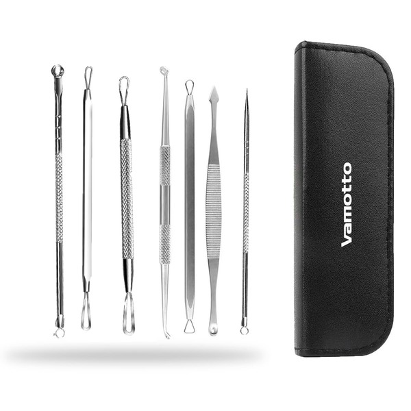 Vamotto Pimple Popper Tool Kit, 10 Pieces Blackhead Remover Comedone Remover Earwax Removal Kit for Quick and Easy Removal of Pimples, Blackheads, Citeheads, Forehead, Face, Nose, Ear