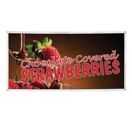 Vinyl Banner Multiple Sizes Chocolate Covered Strawberries Restaurant Cafe B Restaurant & Food Outdoor Weatherproof Industrial Yard Signs Black 4 Grommets 12x30Inches