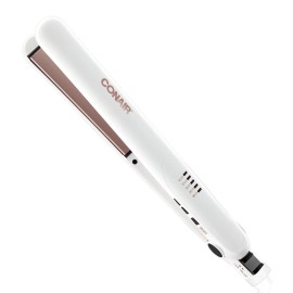 Conair Double Ceramic Flat Iron, 1 Inch Flat Iron, White / Rose Gold