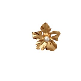 Cimenexe Punk Large Pearl Flower Earrings Vintage Flower Stud Earrings Metal Flower Earrings Gold Large Flower Earrings Exaggerated Statement Earrings Jewellery for Women and Girls