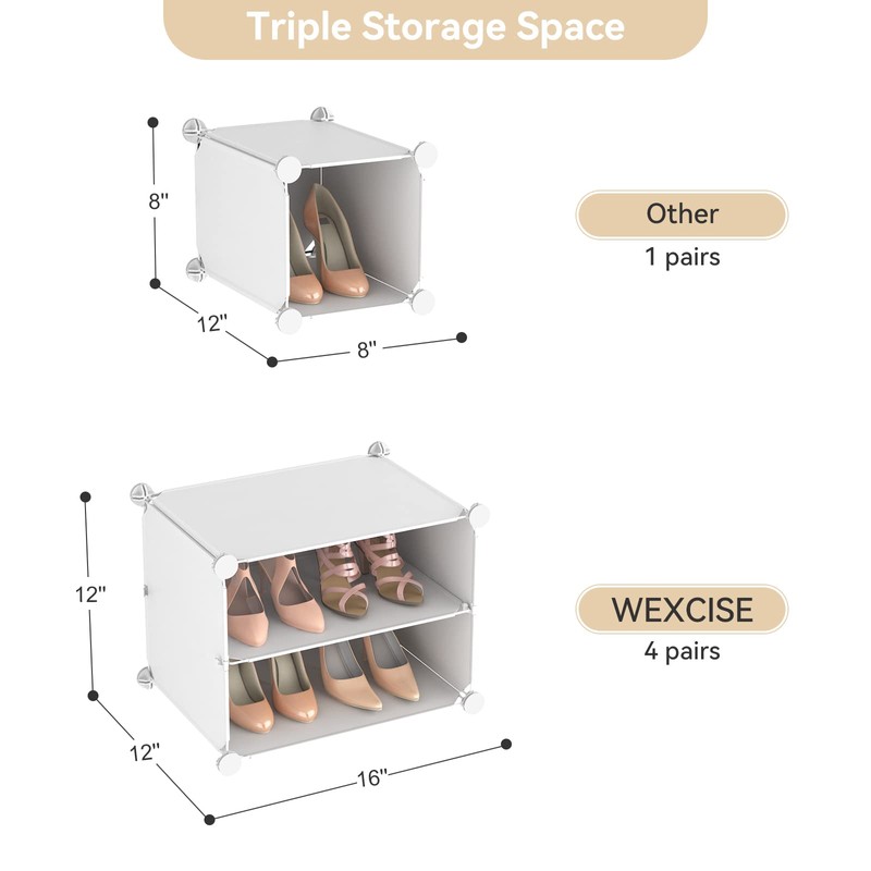 WEXCISE Portable Shoe Rack Organizer with Door, 48 Pairs Shoe
