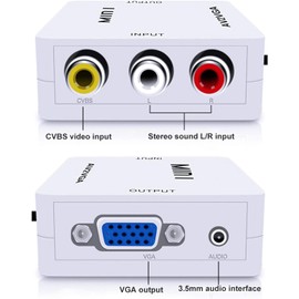 ZPZGOG Mini AV2 VGA Video Converter Box AV RCA CVBS to VGA Video Converter Converter 3.5mm Audio and PC HDTV Converter