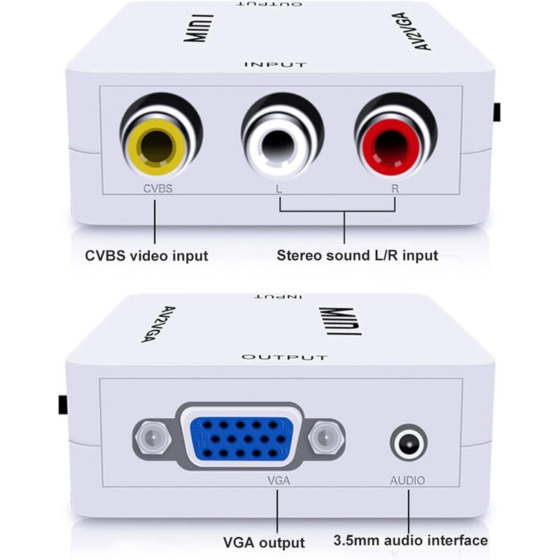 ZPZGOG Mini AV2 VGA Video Converter Box AV RCA CVBS