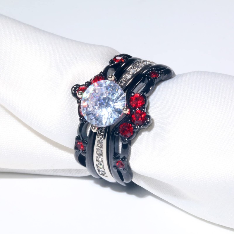 ringheart Couple Rings Black Matching Ring 1.5ct AAA CZ Women