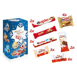 Kinder & Co. Advent Calendar White 268 g | Surprises such as Tronky, Bueno, Hanuta Minis, Kinder Schoko-Bons, Duplo | Calendar Enjoyment Christmas Time + Zama4Zingo Card (Blue)
