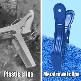 10 Pack Metal Beach Towel Clips, Large Pool Cover Beach Chair Clips for Towel Cruise, Windproof Heavy Duty Clamps Holders Clothespins for Lounge Chairs Pool Covers Clips (Blue)