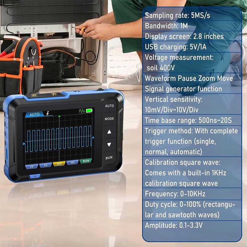DollaTek Oscilloscope Handheld Tablet Oscilloscope 2-in-1 Multifunction Mini Signal Generator