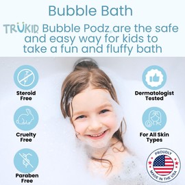 TruKid TruKid Bubble Podz Bubble Bath for Baby & Kids, Gentle Refreshing Bath Bomb for Sensitive Skin, pH Balance 7 for Eye Sensitivity, Natural Moisturizers and Ingredients, Eucalyptus (24 Podz)