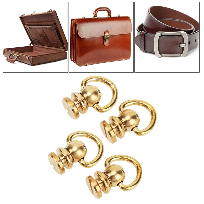 12 Sets D Ring Stud Screw Gold Brass Metal Plating