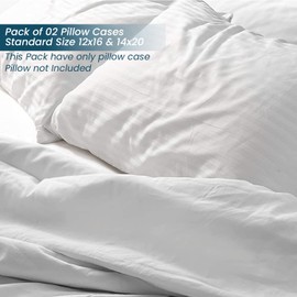 Toddler Travel Pillowcase Set of 2, Small Pillowcas eCover 100% Egyptian Cotton Decorative Mini Pillowcase 500 TC Baby Pillowcase with Zipper Closure Toddler Pillowcase 14x20 inch, White Striped