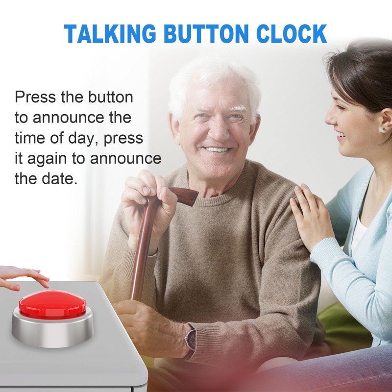 Large Talking Clock for Visually impaired- Telling Time, Date and