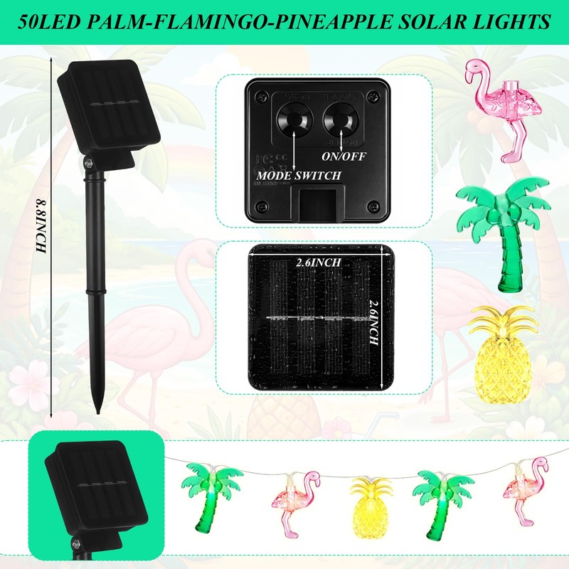 Huquary 50 LED 25ft Tropical Beach Hawaiian Solar String Lights
