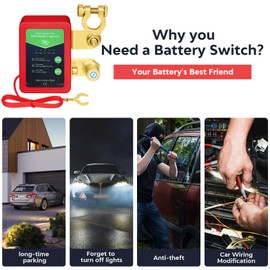 Csyibeielec Kill Switch for Car - 12V Remote Battery Disconnect Switch Smart Voltage Car Battery Kill Switch for Vehicle, RV, ATV, Truck, Boat (No LED)