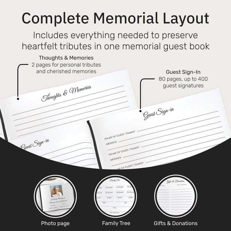 UCO Memory Book for Funeral, 23 x 18 cm, Leather
