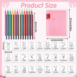 Sinload Baby's First ABC Coloring Book Baby Shower Game Activity 26 Card Alphabet a to Z Pages with 24 Color Pencil, Funny Pictures to Color Page Guestbook(Pink)