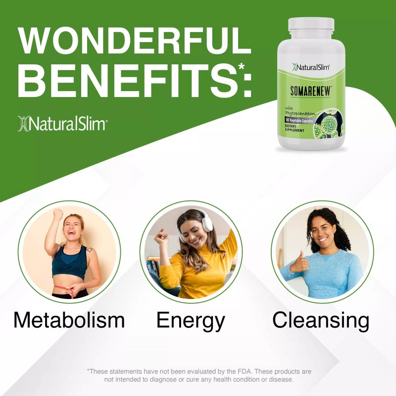 NaturalSlim Somarenew Marine Phytoplankton Supplement Superfood Capsules