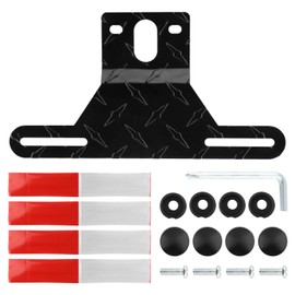 Tookie Trailer License Plate Bracket Holder, Aluminum Car Tag Frame for UTV ATV Truck RV Boat, Black License Plate Light Mounting Kit with Screw Caps, Reflective Strip(Black)