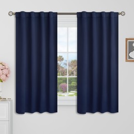 BGment Blackout Curtains for Bedroom - 38 x 48 inch Curtains Rod Pocket and Back Tab Thermal Insulated Room Darkening Curtains for Living Room, 2 Window Panels, Navy Blue