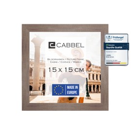 CABBEL Picture Frame 15 x 15 cm, Dark Oak, Sturdy MDF Wood Frame, Shatterproof Plexiglass, for Hanging and Setting Up, Ideal for Photos/Pictures/Collages