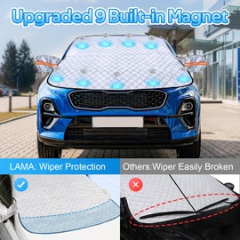 LAMA Car Cover for Snow and Ice, Car Magnetic Windshield Snow Cover with 4 Layers Protection, Car Windshield Cover Ice Freeze Protector for Cars Trucks Vans and SUVs, Large Size (65"x 57")
