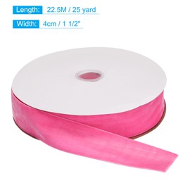 MECCANIXITY Velvet Ribbon 1 1/2 Inch x 25 Yard Single Face Spool Silky Velvet Fabric for Bouquets DIY Crafts Gift Wrapping Wedding Party Pink