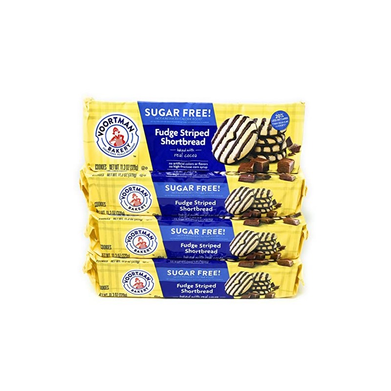 Voortman Fudge Striped Shortbread Sugar Free Cookies (Pack of 4)