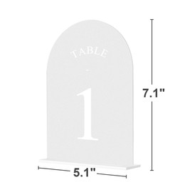 JOYIT JOYIT Frosted Arch Wedding Table Numbers 1-50 with Stands C 5" X 7" Acrylic Sign Table Number Holders, Perfect for Wedding Receptions, Parties, Anniversaries, and Events