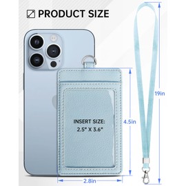 Teskyer ID Card Holder, Name Holder, Genuine Leather, Card Case, Vertical, Employee ID, Neck Strap, Hanging, Card Slot, Pass Case, Commuter Holder, Business Card Holder, Name Card Holder, Name Card