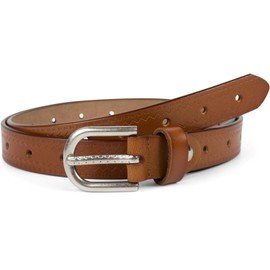 styleBREAKER 03010110 Women's Leather Belt Plain Colours with Aztec Prongs Embossing and Embossed Spike Can Be Shortened, Cognac