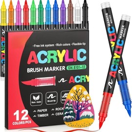 Acrylic Paint Marker Set, 12/24/36/72/120/168 pcs Soft Brush Tip Paint Pens Markers for Rock Painting, DIY Craft Making, Back To School Supplies:_24 Pieces