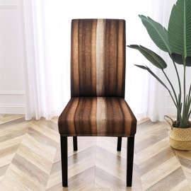 Gibelle Dining Room Chair Covers Set of 8, Stretch Parsons Chair Slipcovers Universal Removable Washable Chair Seat Covers Protector for Dining Room, Kitchen, Hotel and Party, Brown Striped