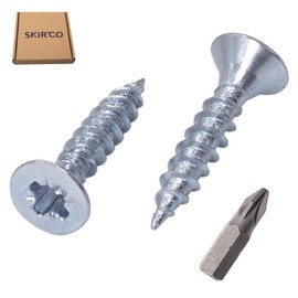 SKIR'CO (Pack of 100) Galvanised Steel 2.5 x 12 mm Silver Wood Screws Pozidriv Countersunk Chipboard Screws PZ Full Thread (100, 2.5 x 12 mm)