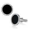 Hantuorui Men's Cufflinks: Black Onyx & 925 Sterling Silver, Featuring