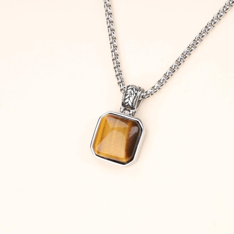 COAI Gift Ideas Men's Box Chain with Square Chain Pendant
