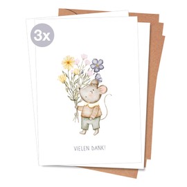 Koko&Lora Folding Card: Thank You - Sugar Sweet Greeting Card with Envelope - Thank You Card • Say Thank You Card (Set of 3)