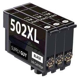 Supply Guy XL Printer Cartridges Compatible with Epson 502 502XL Black Suitable for XP-5100 XP-5105 XP-5115 XP-5150 XP-5155 WF-2860 WF-2865 WF-2880 WF-2885 (3 Cartridges)